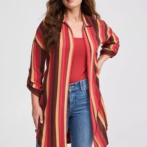 Torrid Red and Brown Striped Tunic